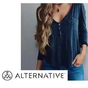 🎉Alternative Apparel Navy Long Sleeve Pocket Tee